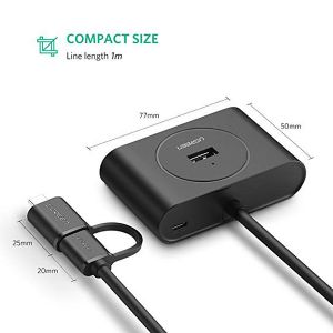 Bộ chia USB Type-C ra 4 - USB 3.0 dài 1M-Ugreen