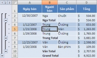 Tính tổng số phụ của danh sách trên Excel